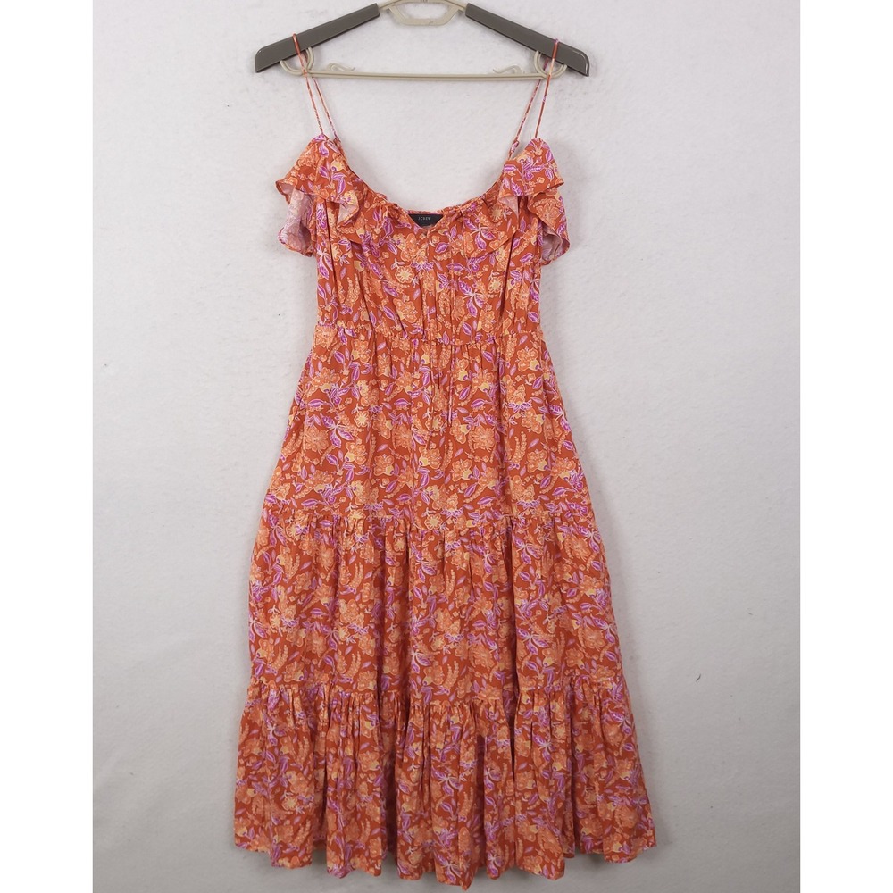 J Crew Maxi Dress Floral Ruffle Tiered Small Spaghetti Strap Cottagecore Boho
